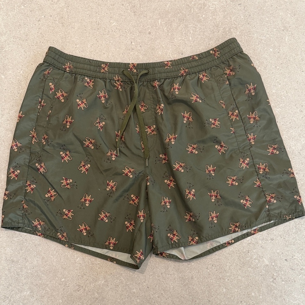 Coast to Coast Green Giraffe Patterned Swim Shorts - Size L